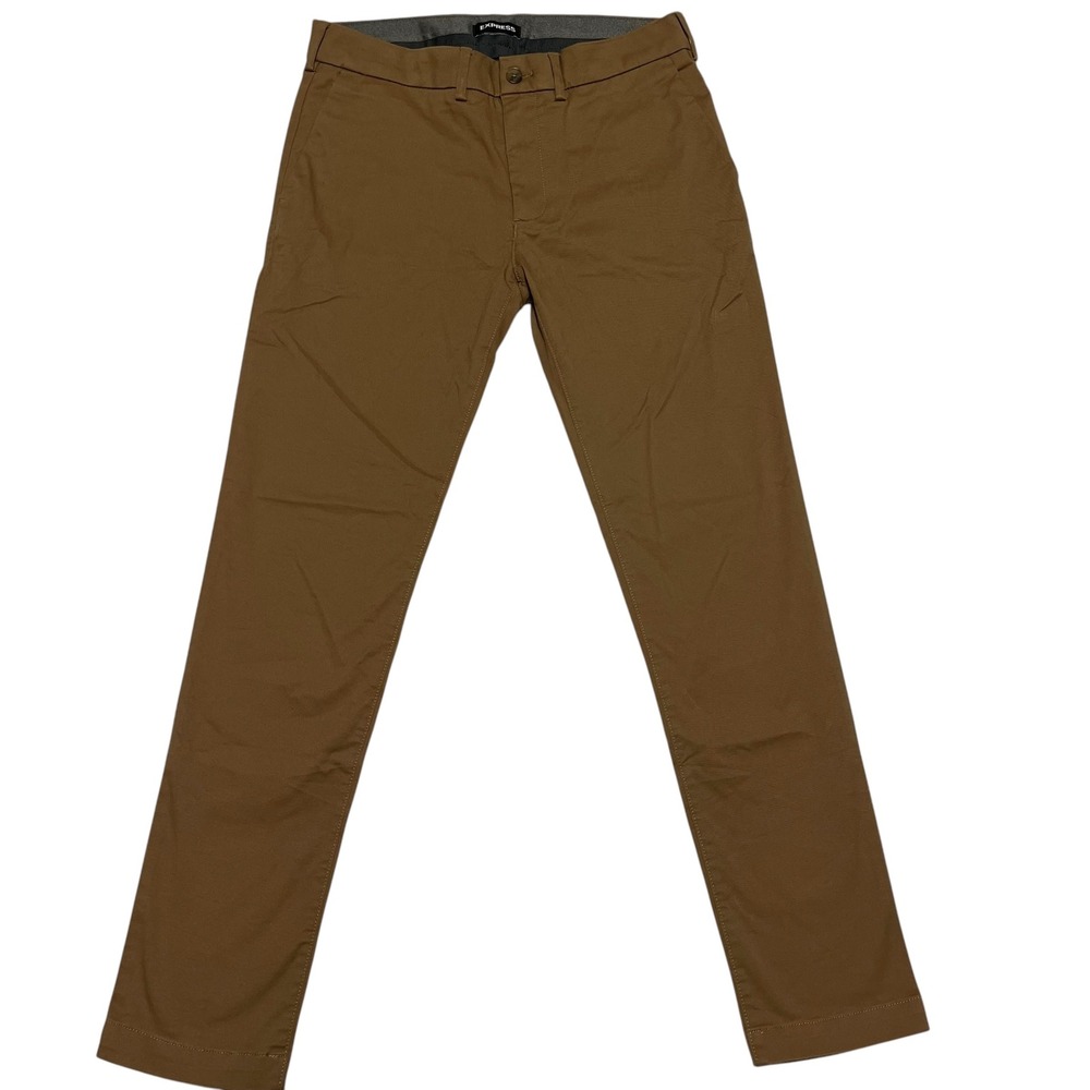 Express Mens Skinny Chino Pants Brown Tobacco Stretch Cotton 30x32 400521